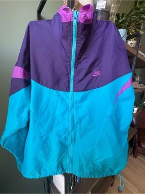 VTG 90s Nike Grey Tag Colorblock Windbreaker - Teal/Purple